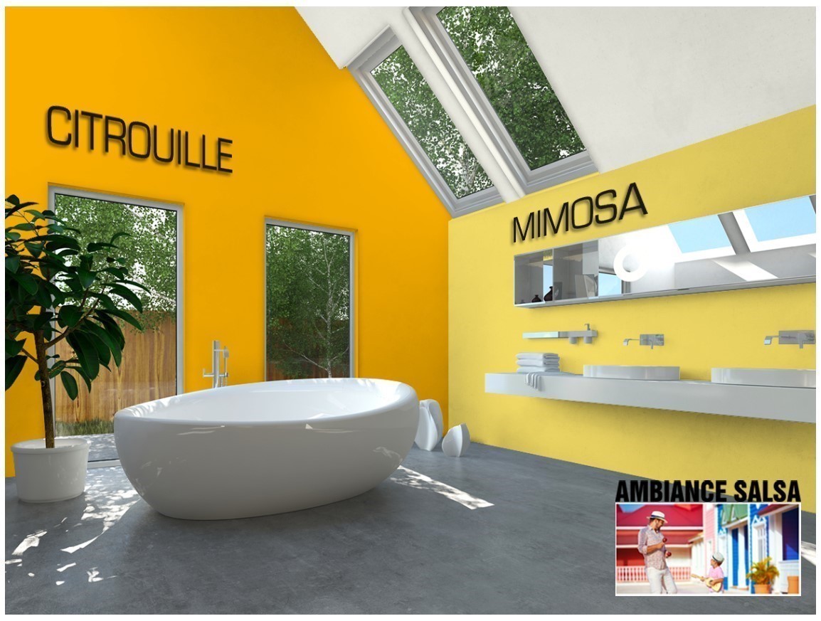 Exemple salle de bain couleur Mimosa width=