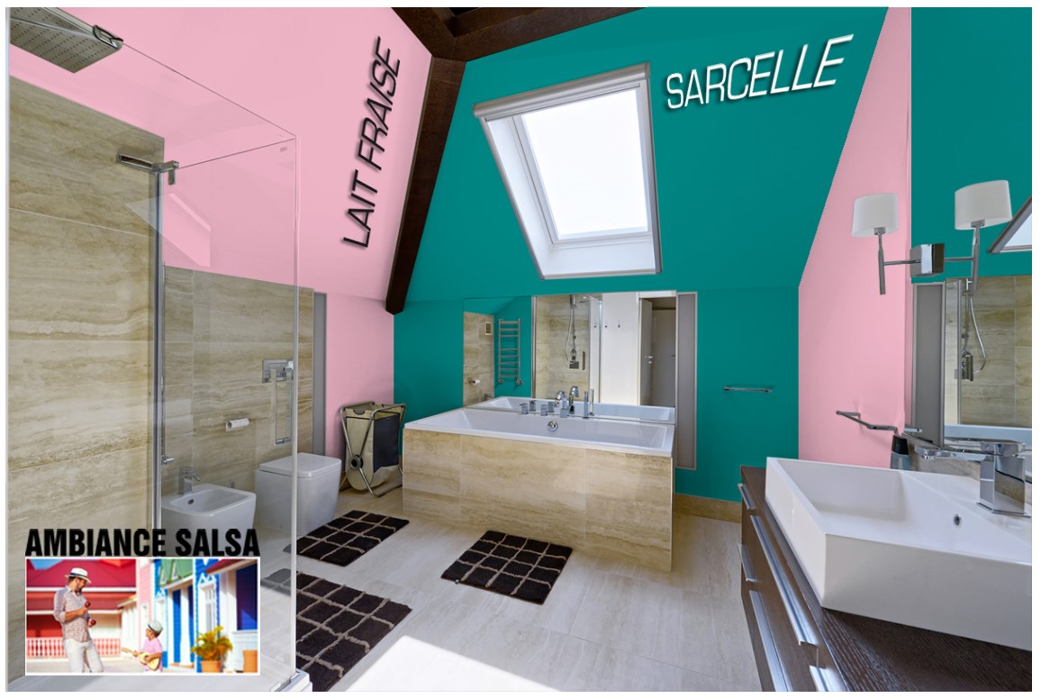Exemple salle de bain couleur Sarcelle