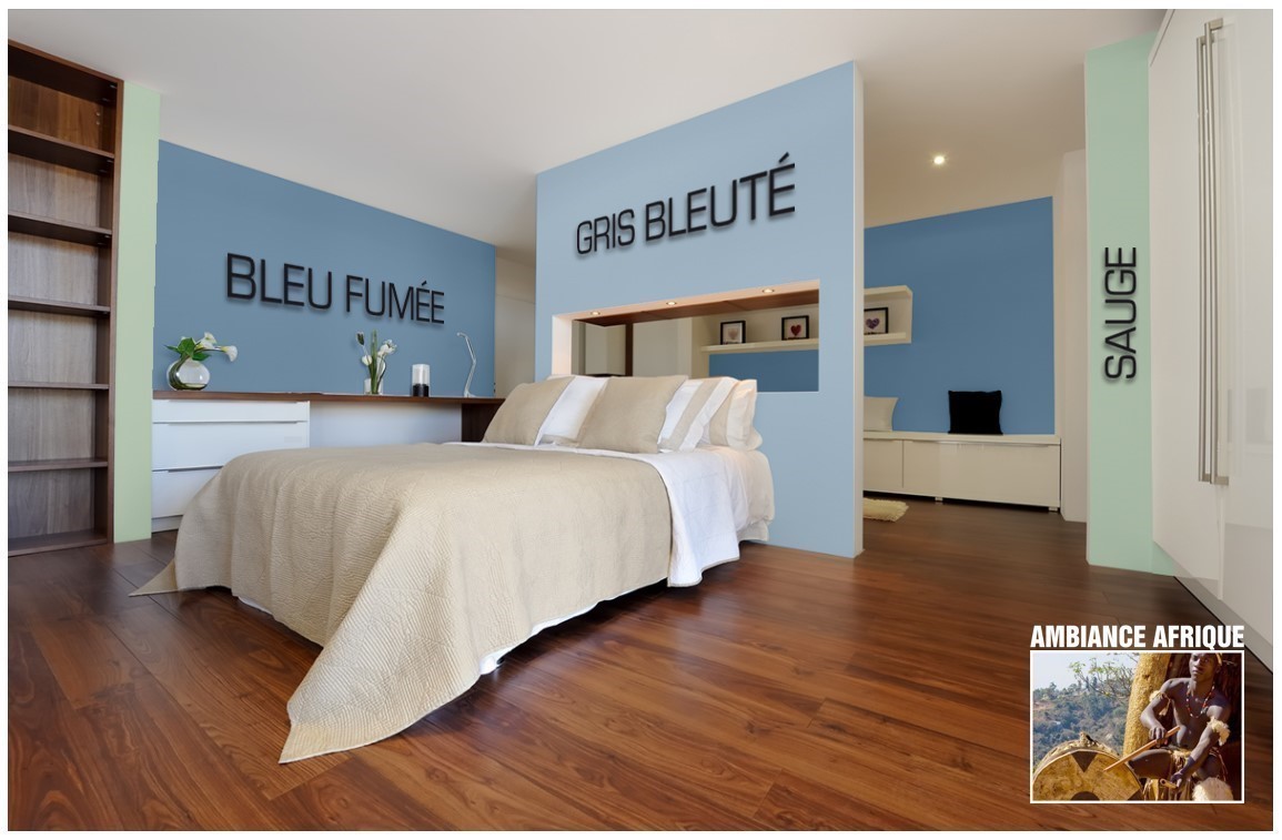 Exemple chambre couleur Bleu fumée